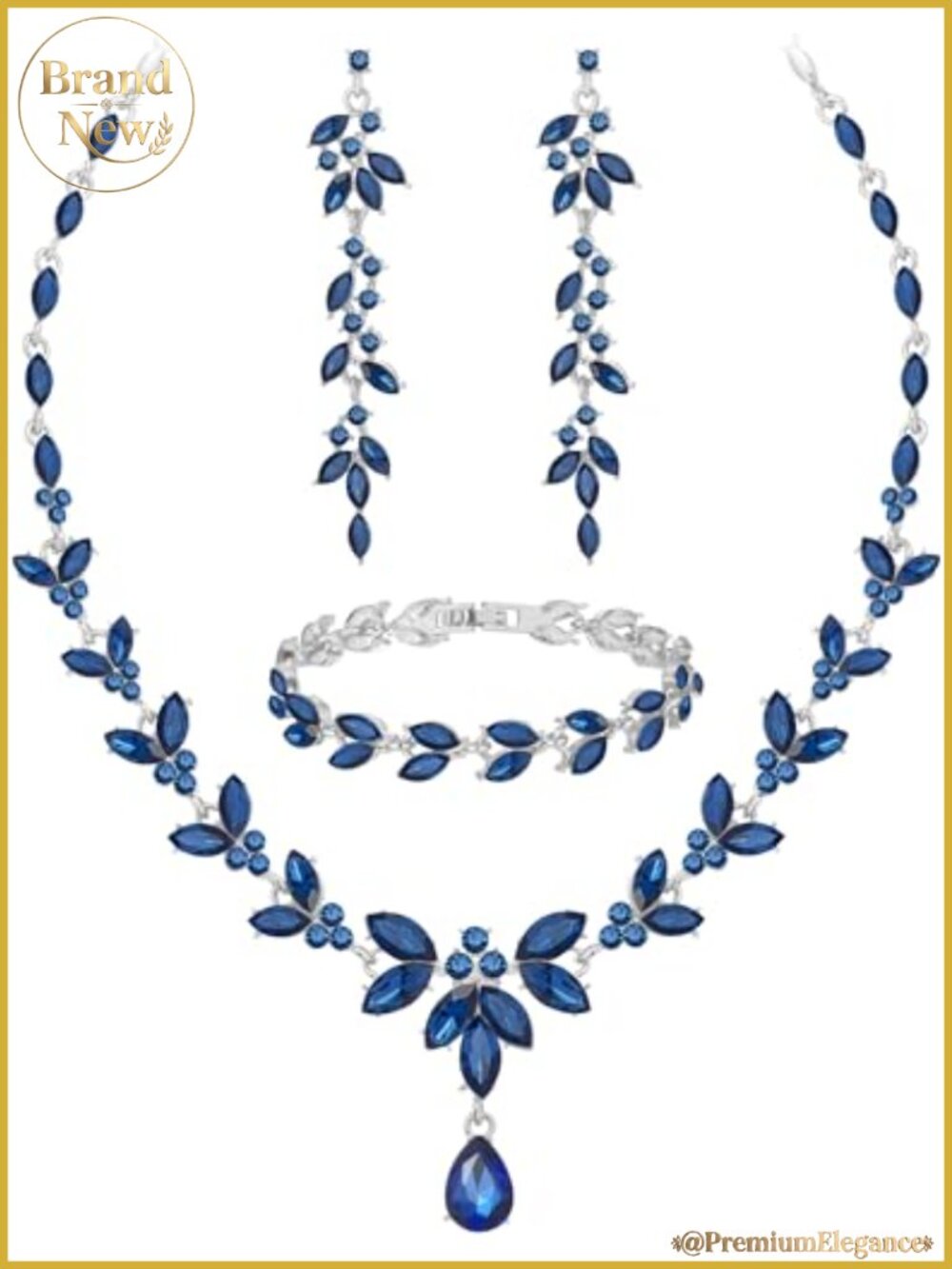 Bridal Jewelry Set for Women Crystal Necklace Earrings Bracelet 3 Piece Ensemble